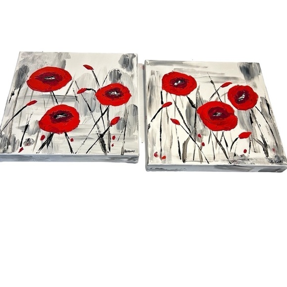 Original Artwork Acrylics on Canvas Red Poppies - Picture 11 of 15